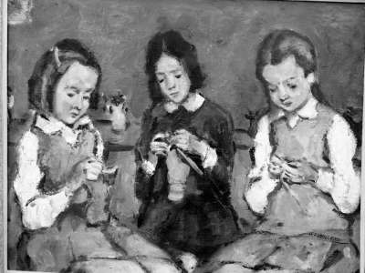 Girls Knitting